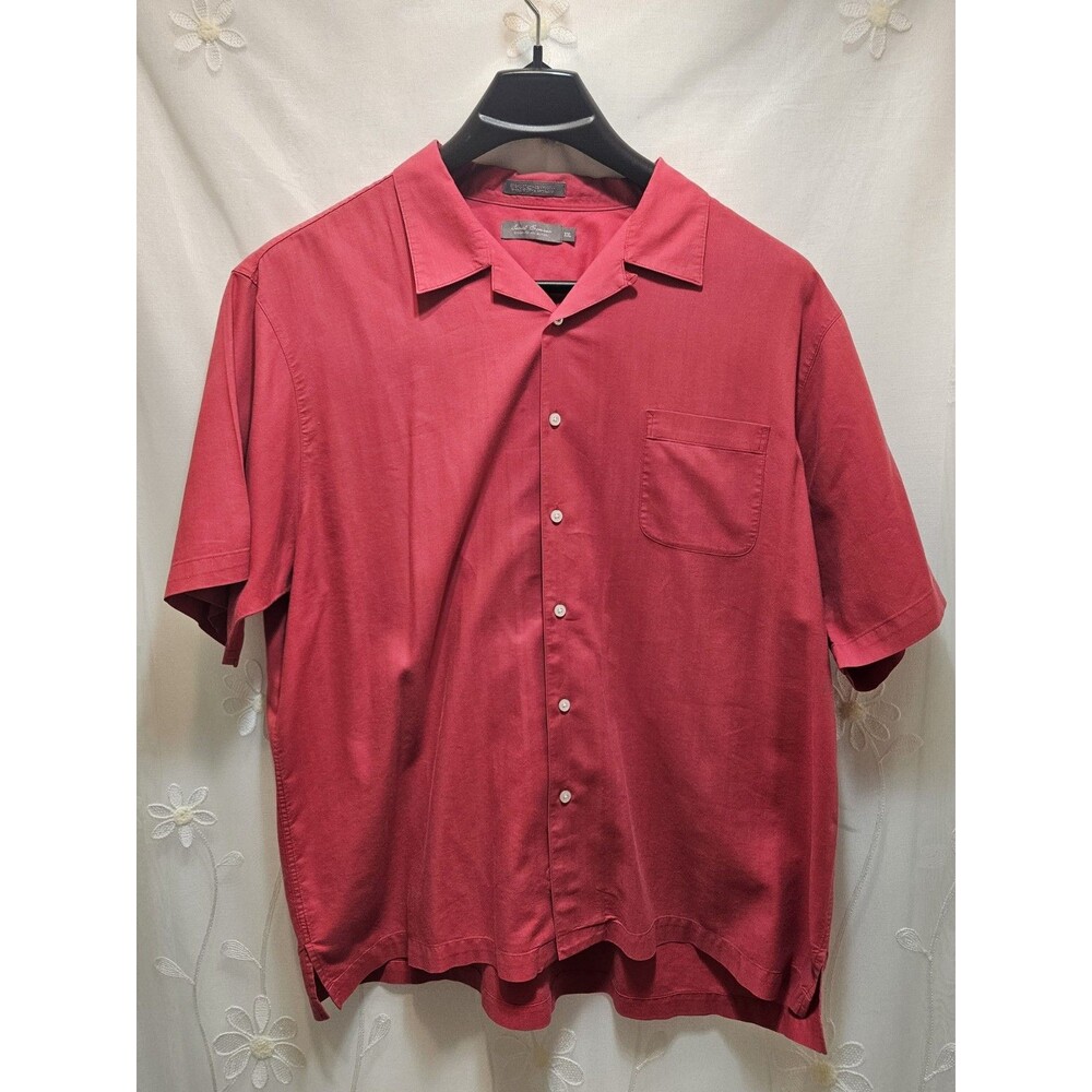 Daniel Cremiuex Mens XXL Red Top Solid Work Utility Lyocell Button Front Staple